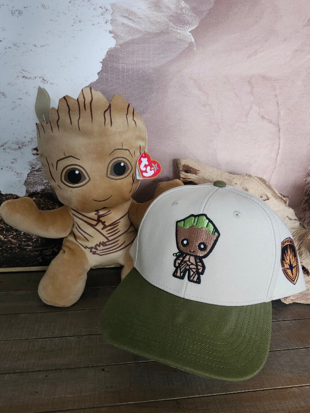 Marvel Guardians of the Galaxy Groot Bundle Ty Plush Toy & Lids Snapback Hat Set